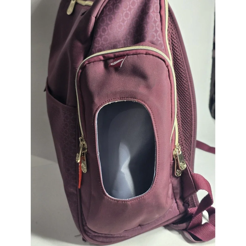 Fisher-Price Fastfinder Gemma Diaper Bag Backpack Burgundy Multi Pocket Baby Bag